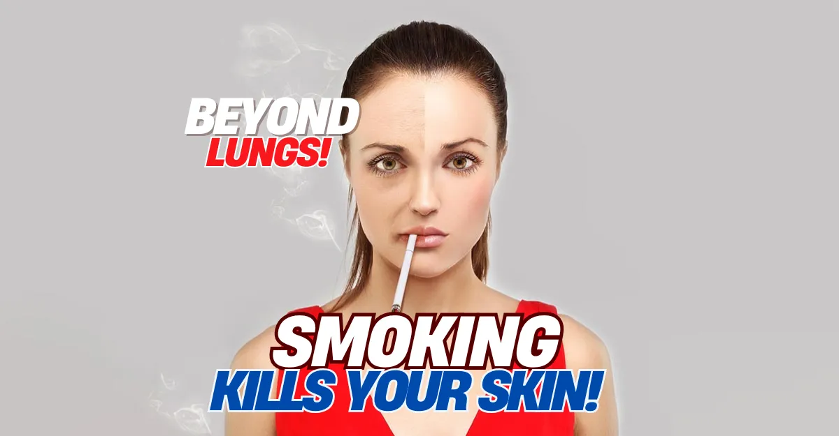 Smoking and Skin: Shocking Impacts, woman smoking with half of her face aging