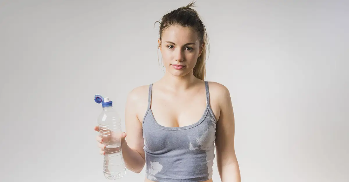 excessive sweating, woman with a lot of sweating