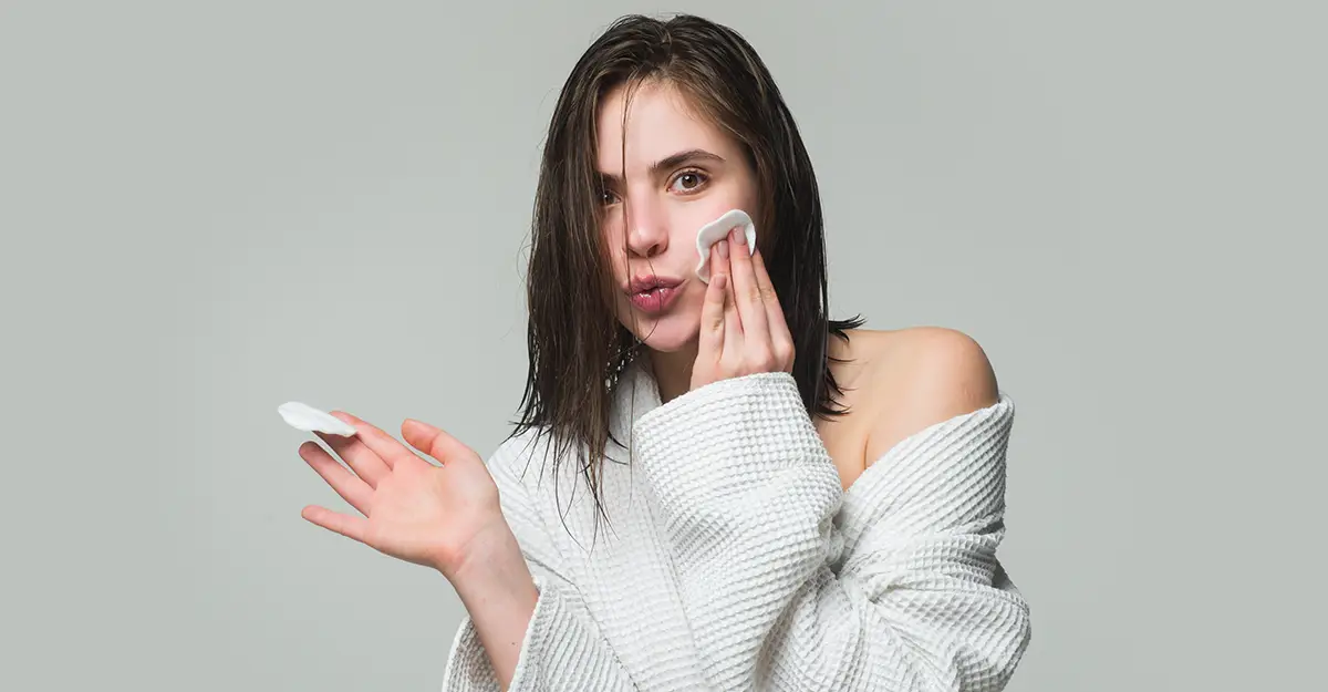 patch testing, woman wiping face